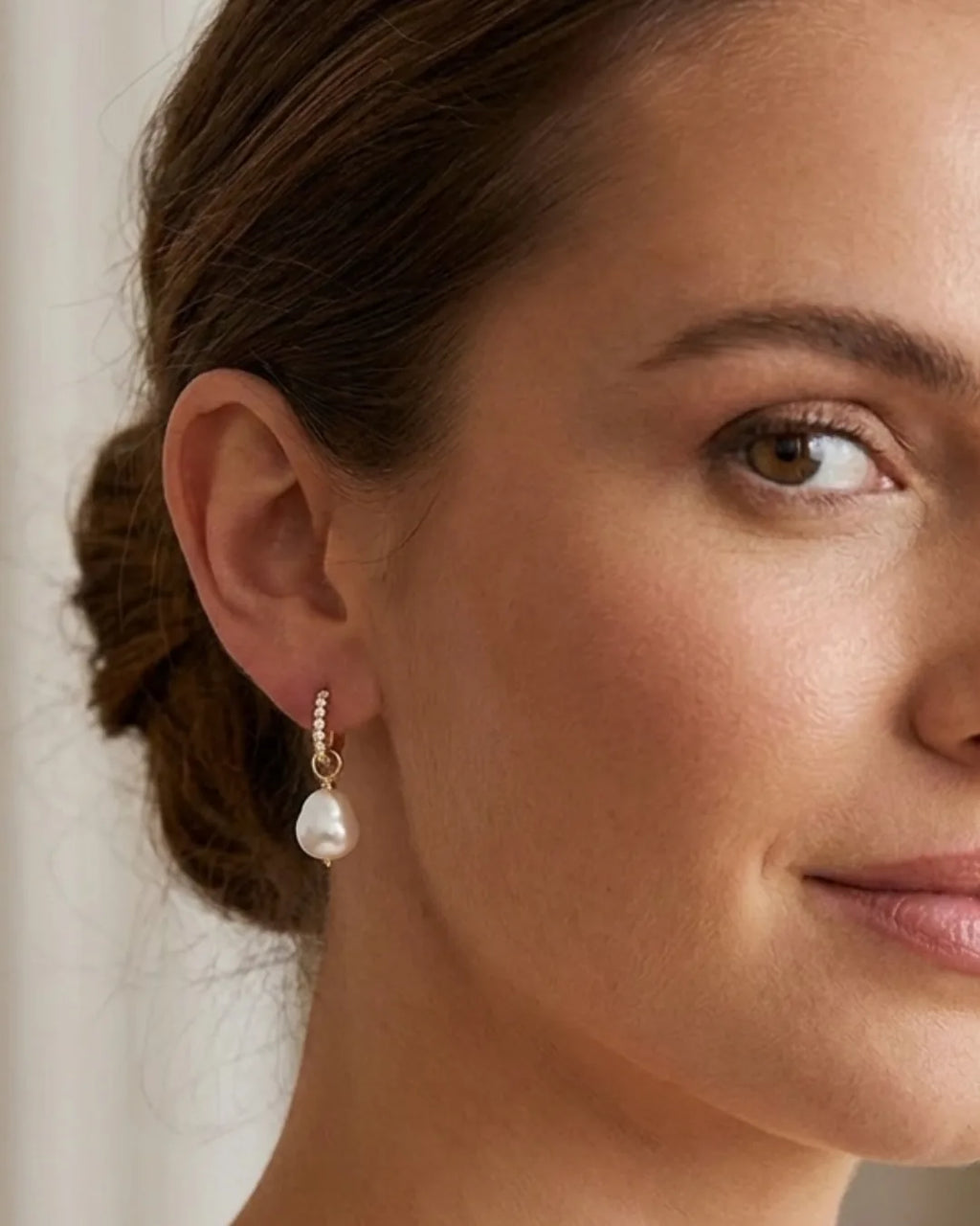 Rosaline Pearl Huggie Earrings Grace