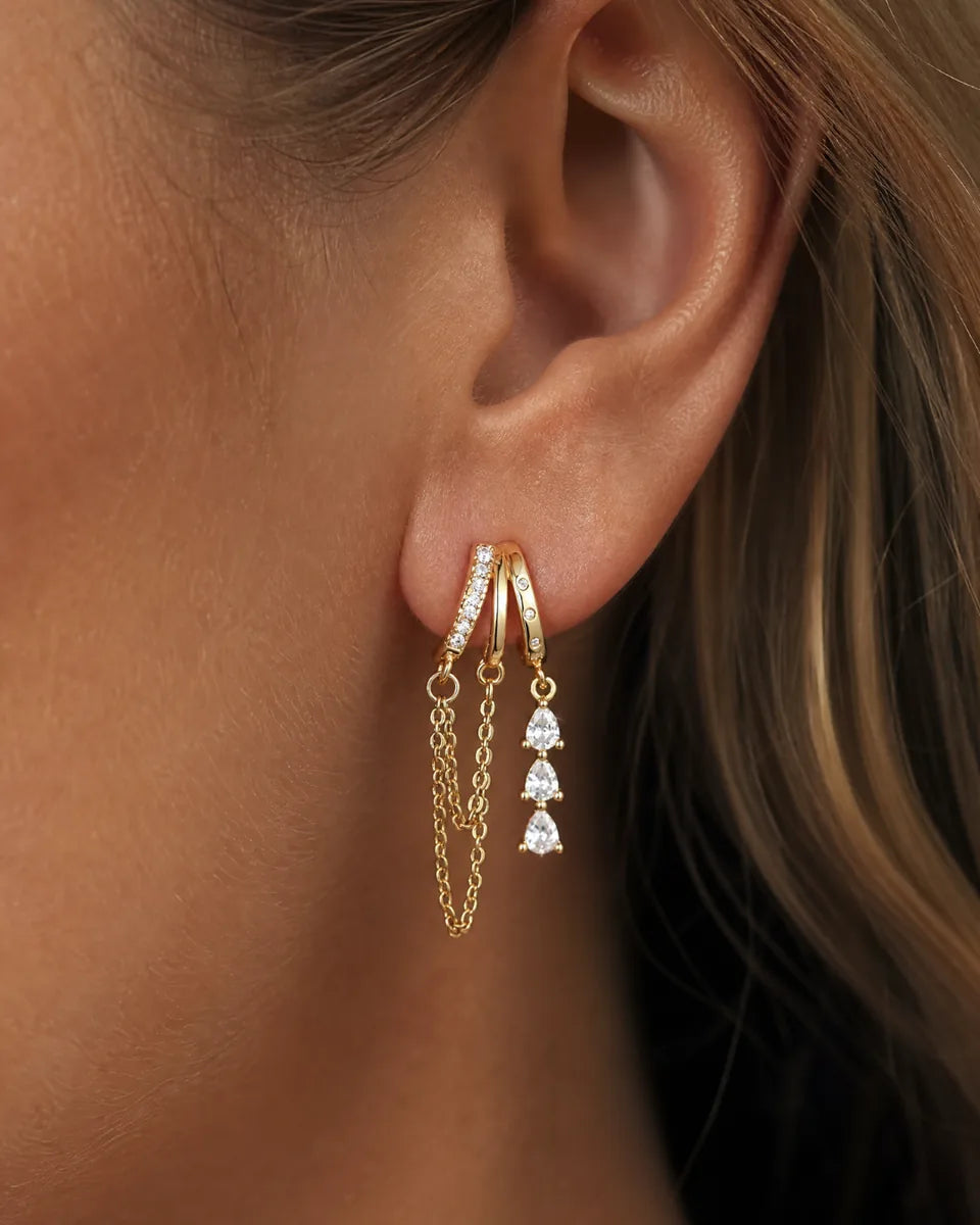 Elise Crystal Chain Illusion Earrings Luxe