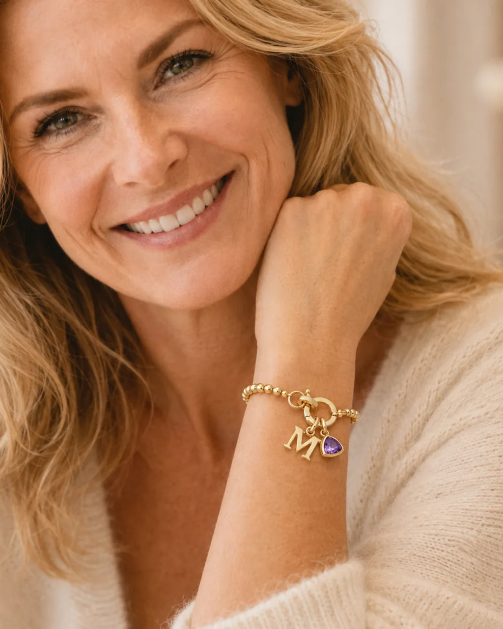 Emma Birthstone Initial Charm Bracelet