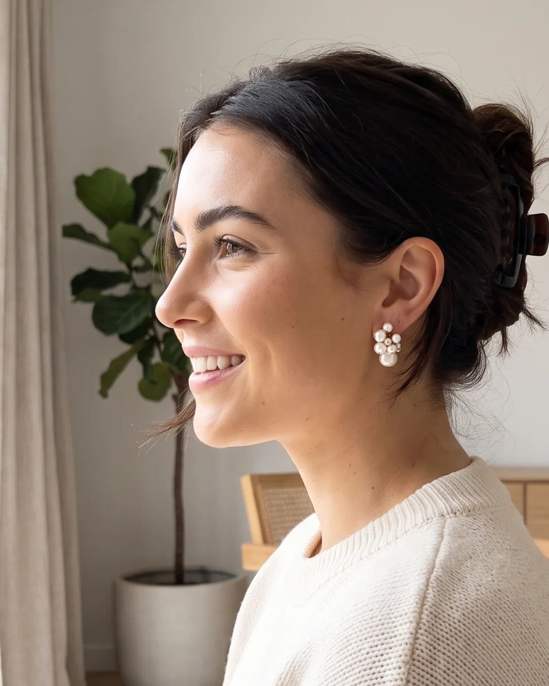 Ember Pearl Cluster Earrings Elegance