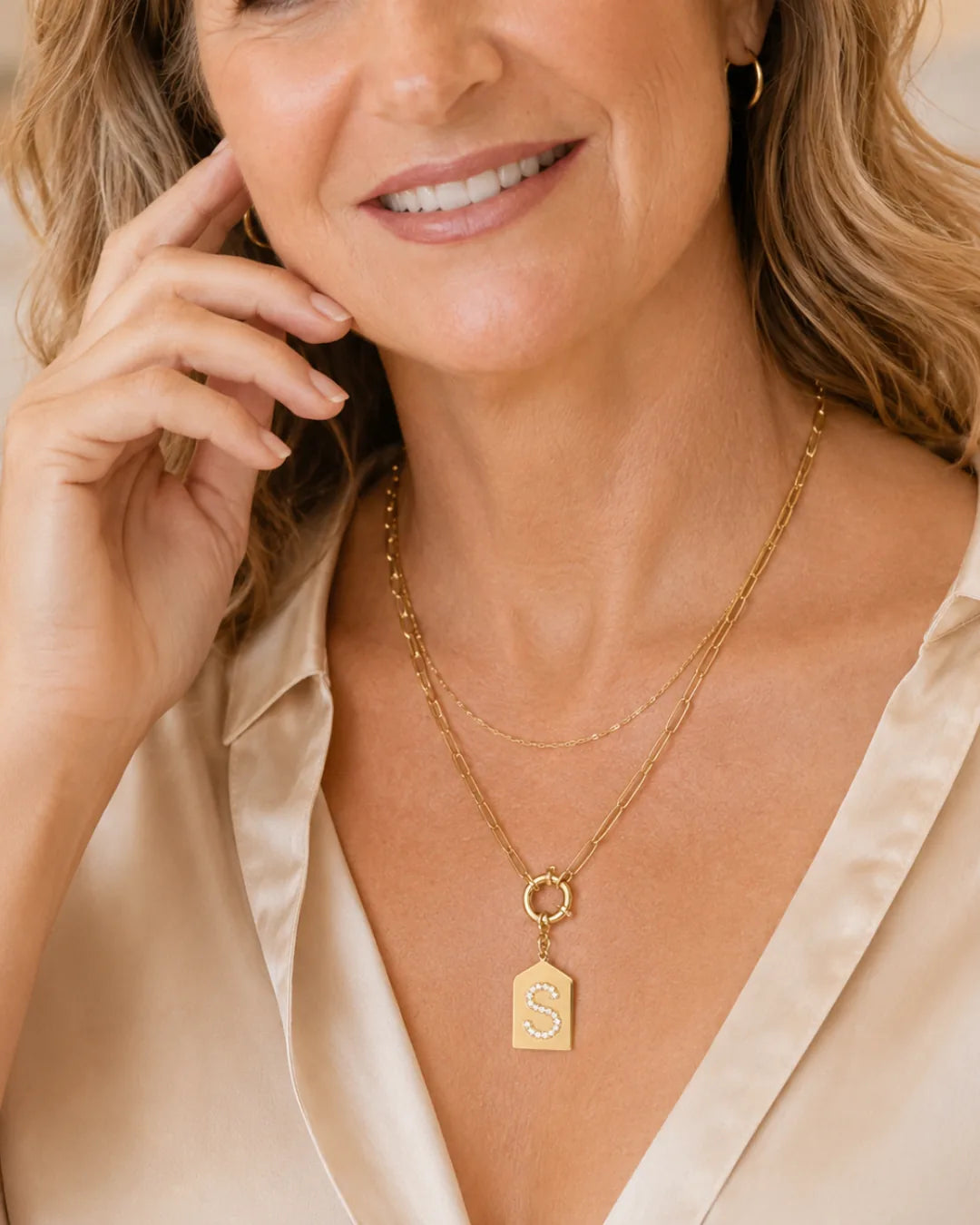 Olivia Pavè Initial Pendant Necklace