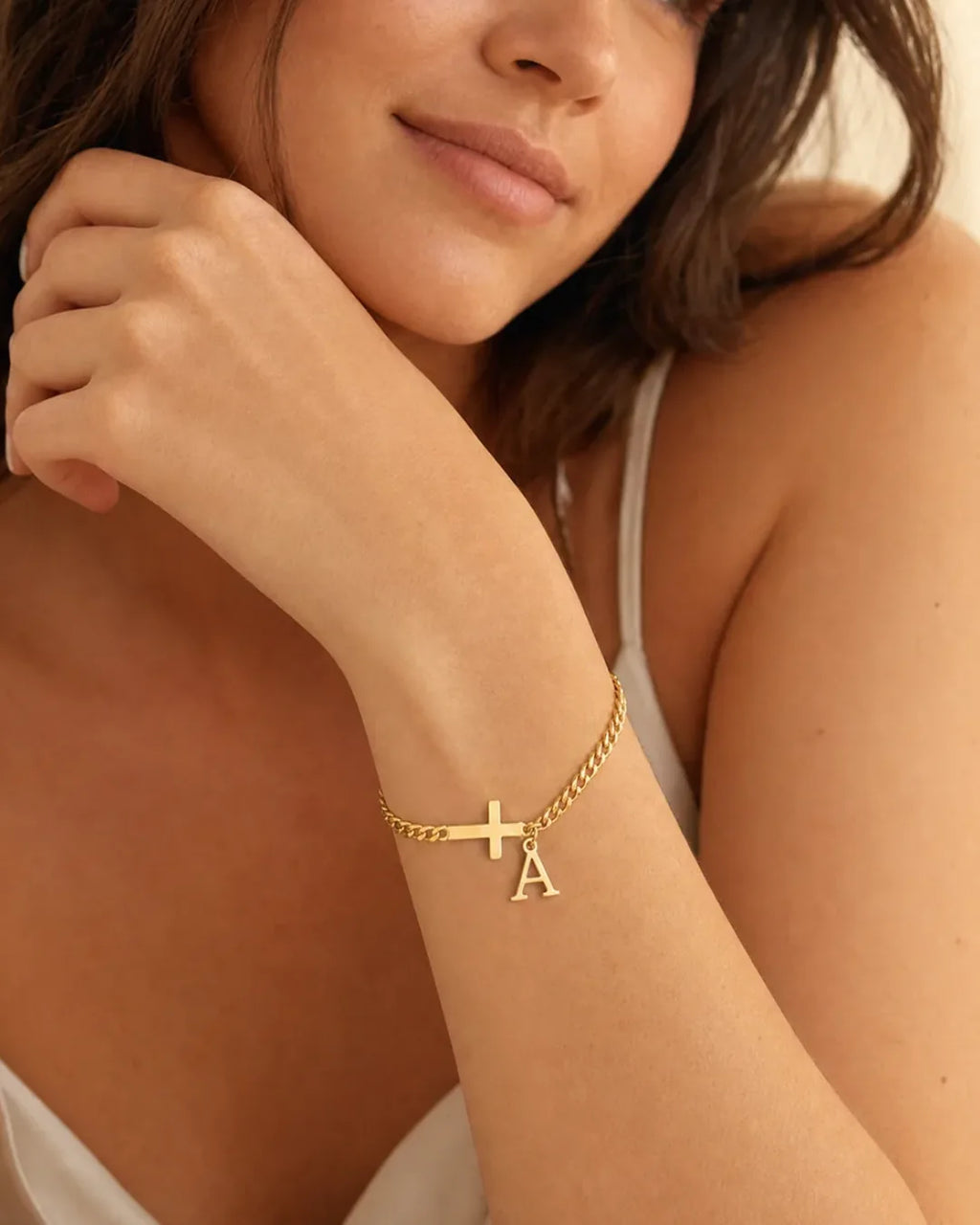 Valentina Cross Initial Bracelet Faith