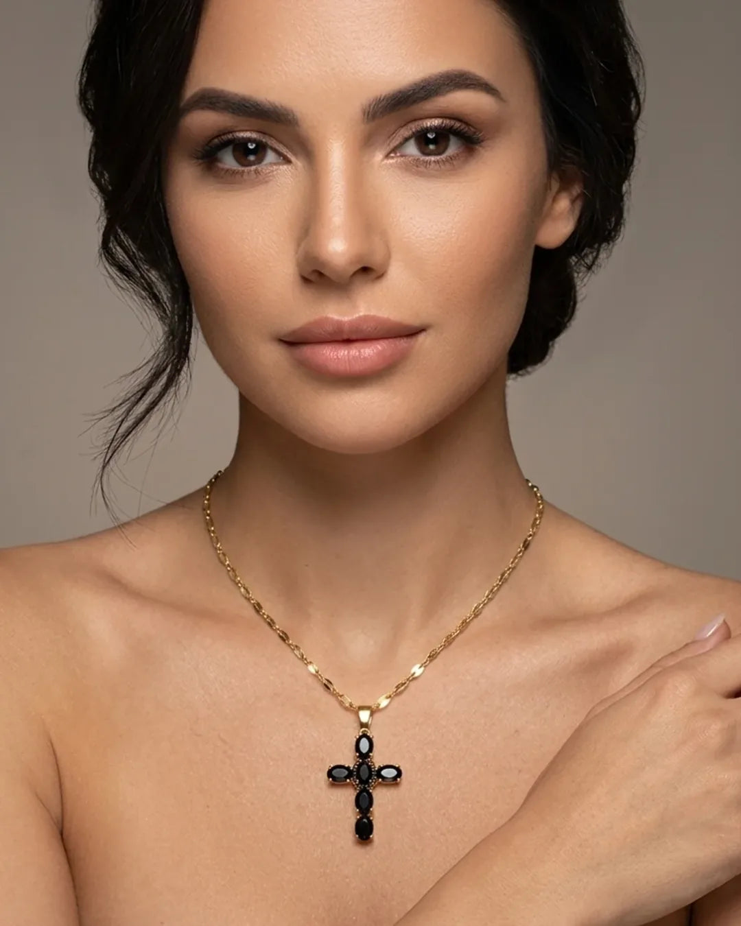 Esme Noir Cross Necklace Eternal