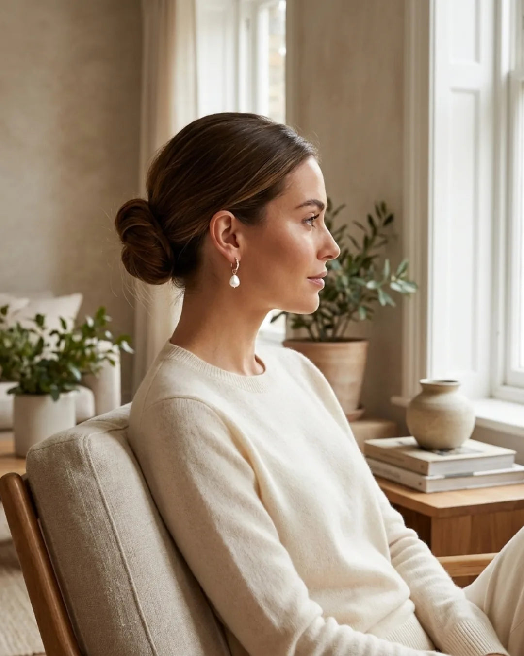 Rosaline Pearl Huggie Earrings Grace
