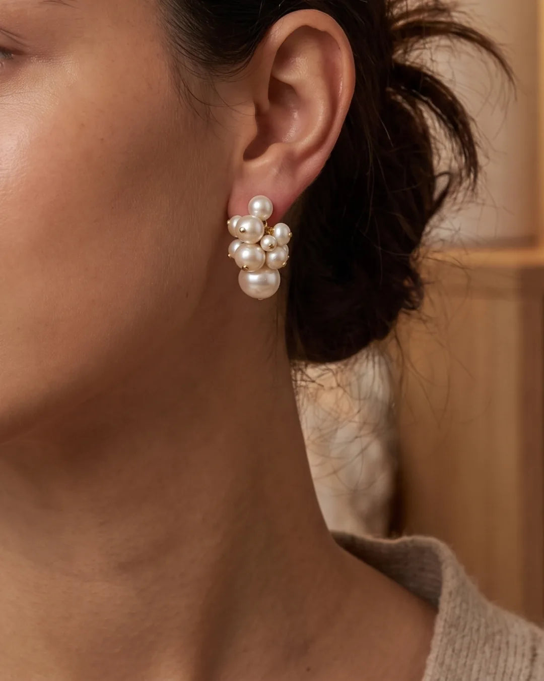 Ember Pearl Cluster Earrings Elegance