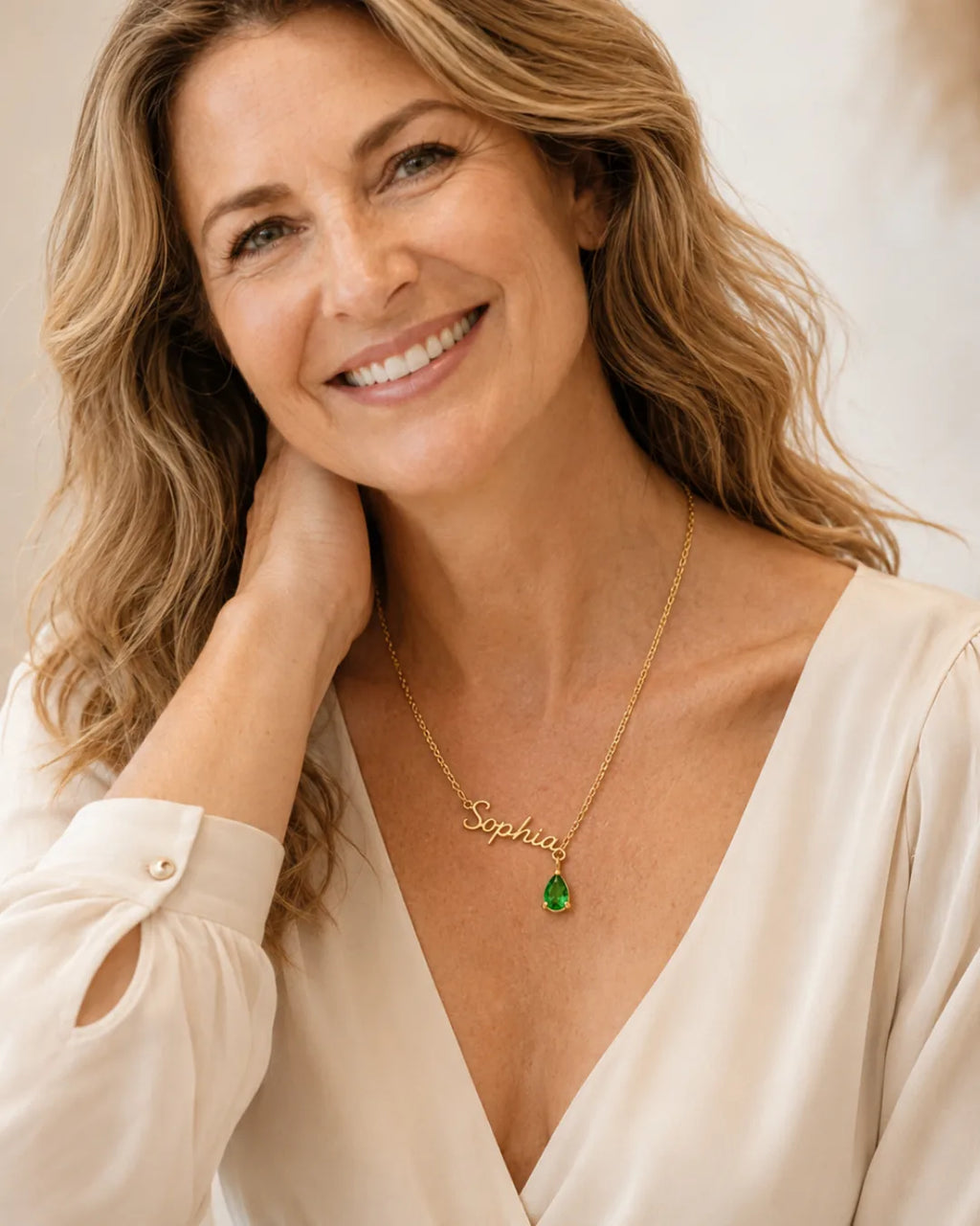 Women Signature Name Necklace with Birthstone