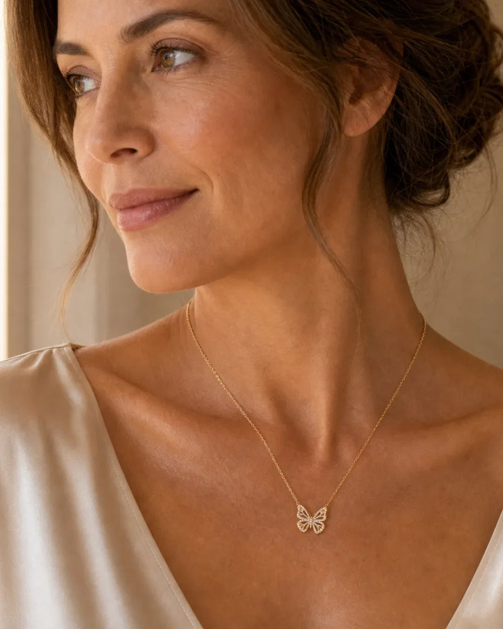 Geneva Crystal Butterfly Necklace Glow
