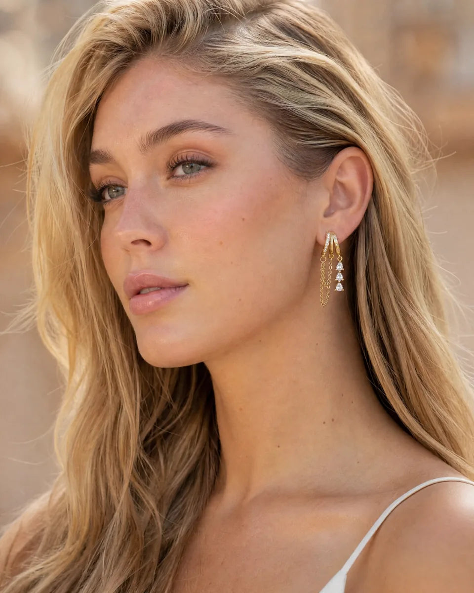 Elise Crystal Chain Illusion Earrings Luxe