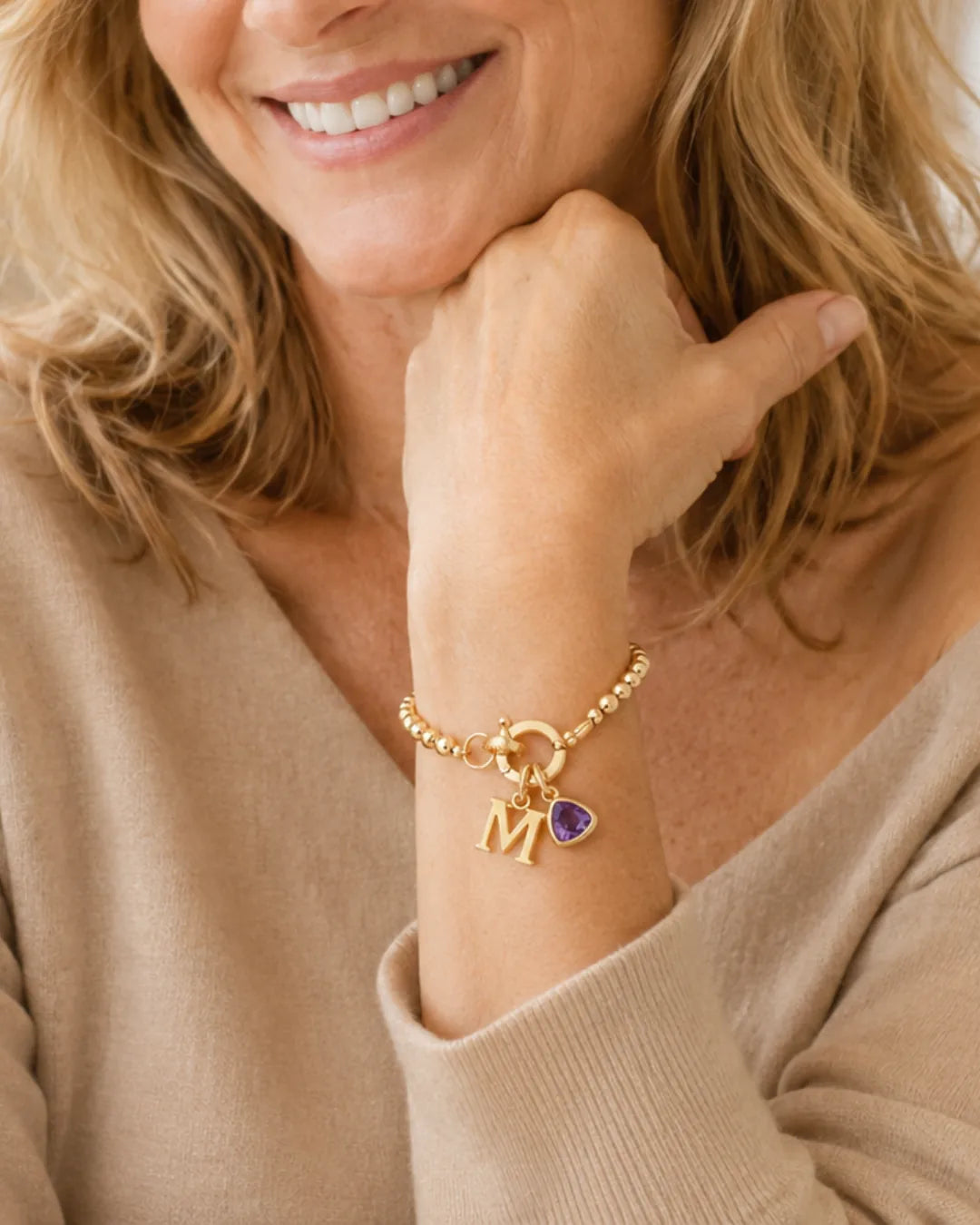 Emma Birthstone Initial Charm Bracelet