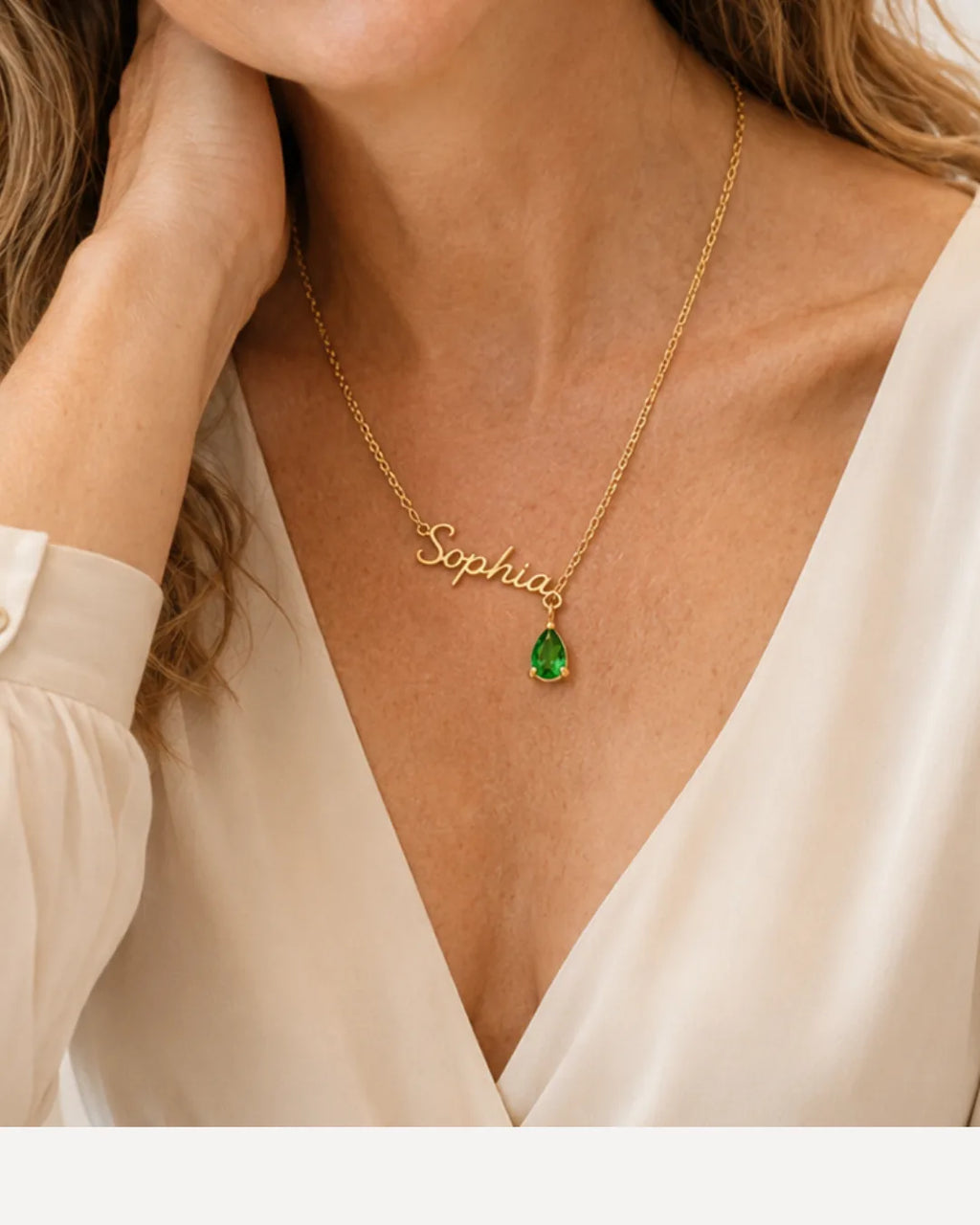 Women Signature Name Necklace with Birthstone