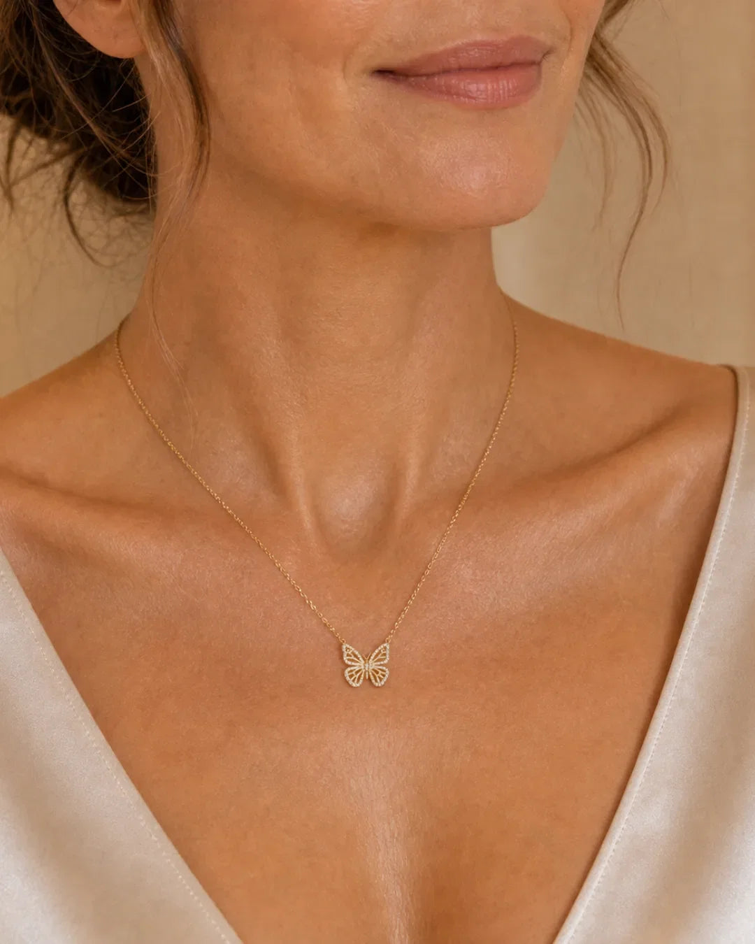 Geneva Crystal Butterfly Necklace Glow