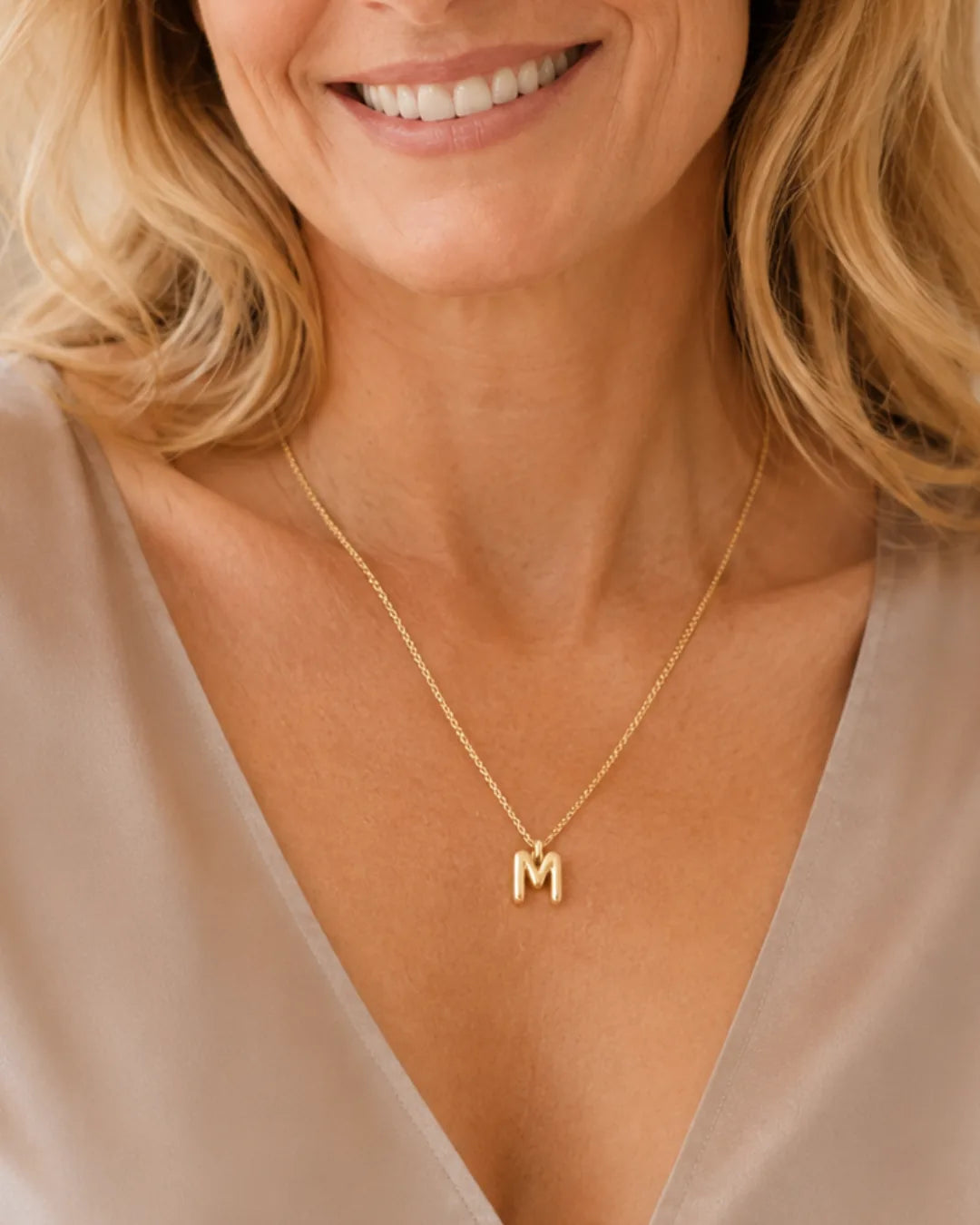 Emma Bubble Initial Charm Necklace