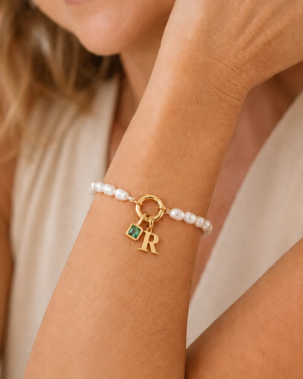 Emma Birthstone Bracelet with Pearl Beads