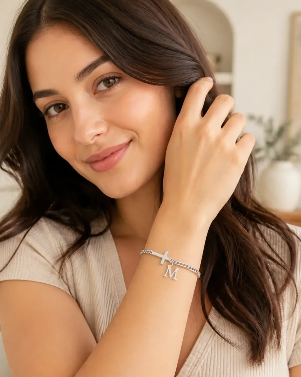 Valentina Cross Initial Bracelet Faith