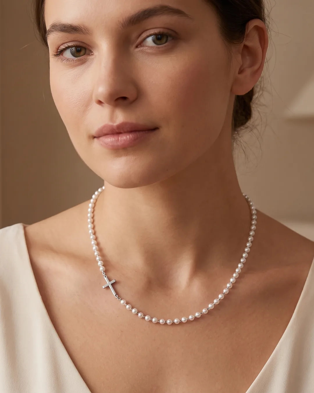 Celestine Cross Pearl Necklace Grace