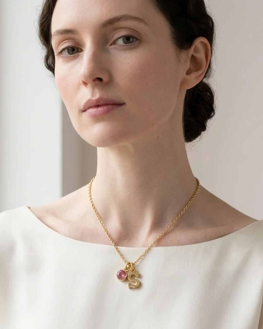 Isolde Initial Birthstone Necklace Signature