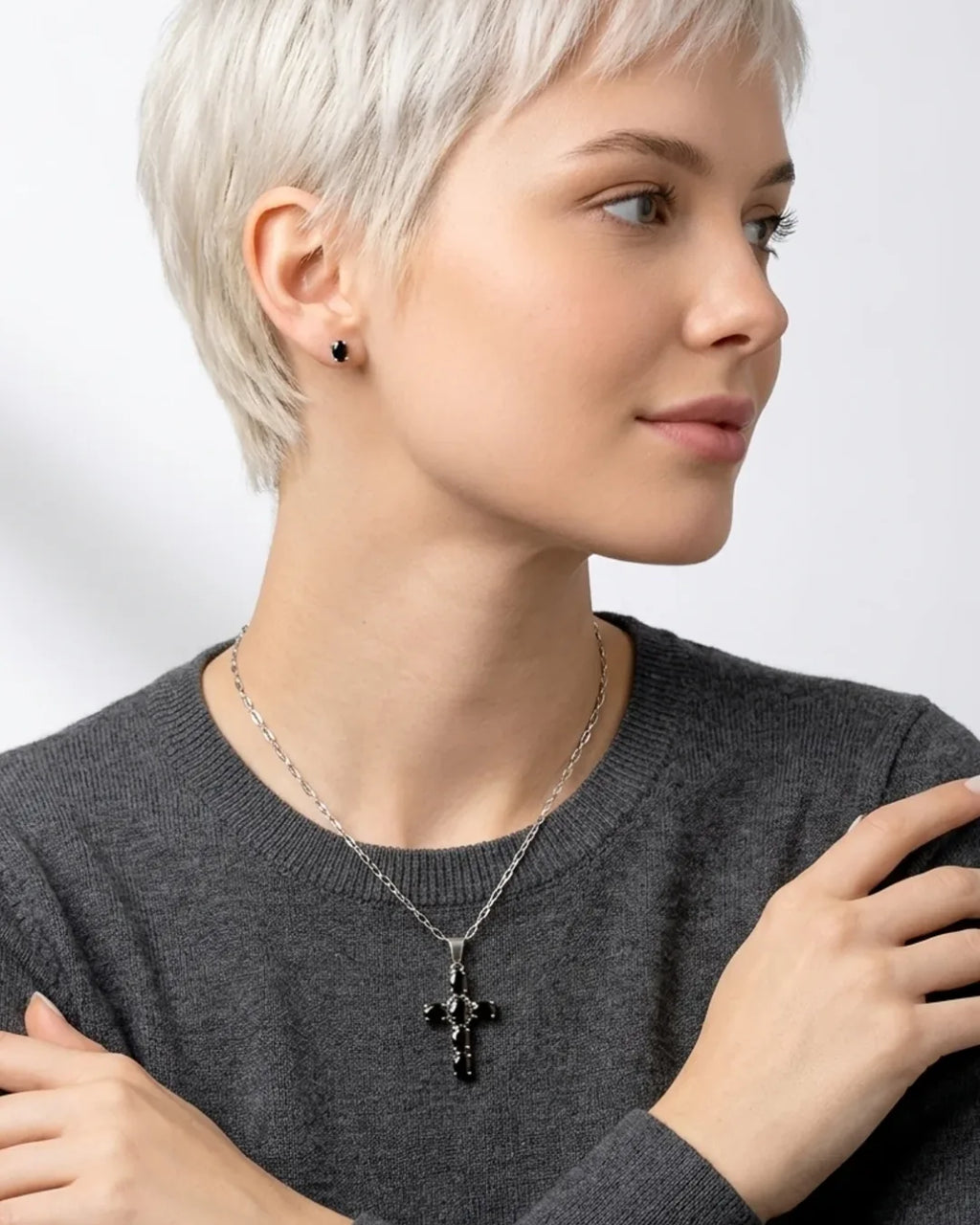 Esme Noir Cross Necklace Eternal