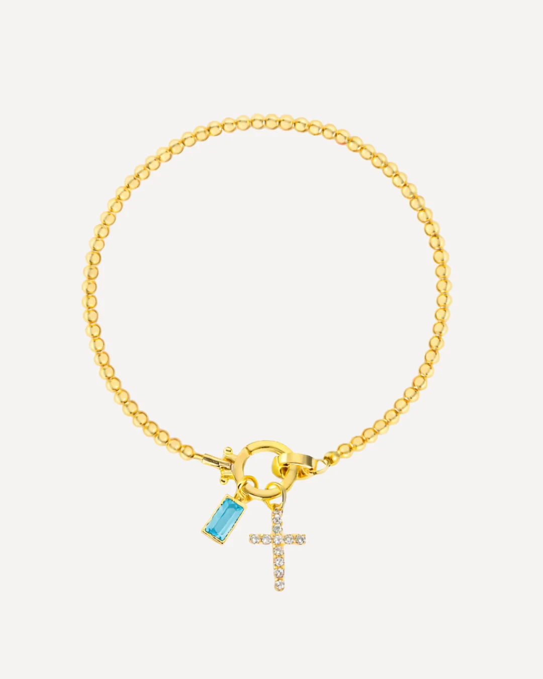 Icon Birthstone Cross Charm bracelet