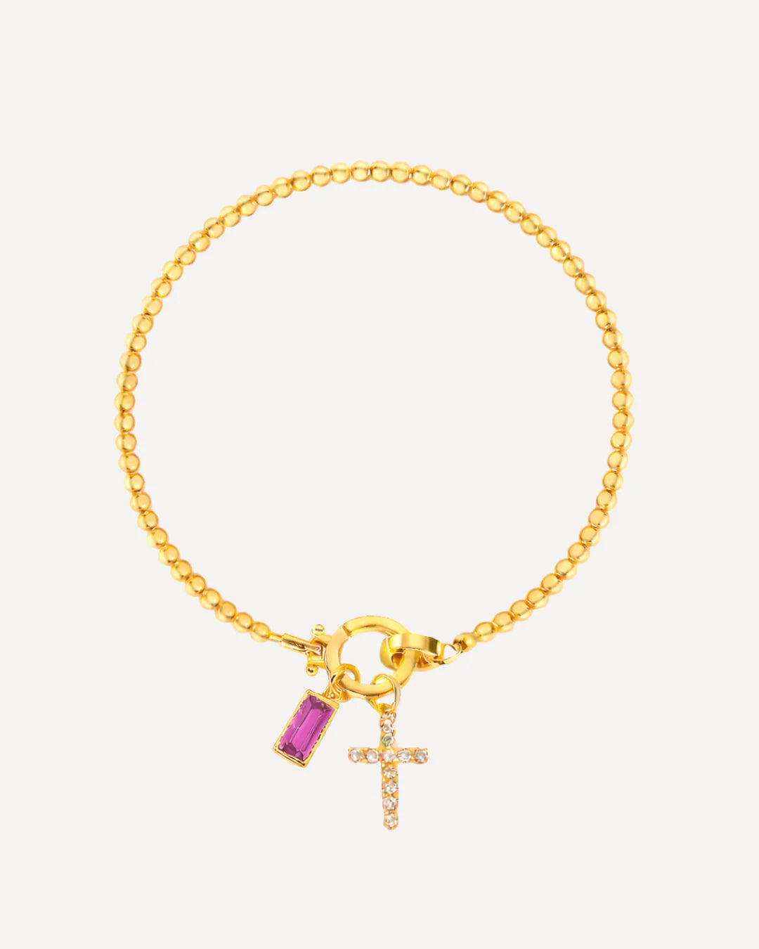 Icon Birthstone Cross Charm bracelet
